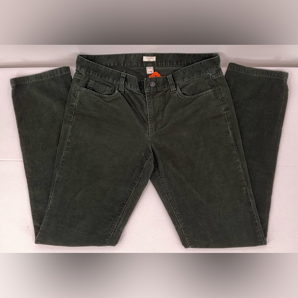 J.Crew Stretch Corduroy Pants Women’s 30R Forest Green Slim Straight Cotton - Picture 2 of 8